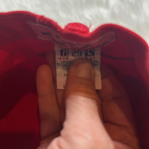 Vintage Guess Women's Red Denim High Waist Bermuda Shorts 100% Cotton 29 - Picture 12 of 12